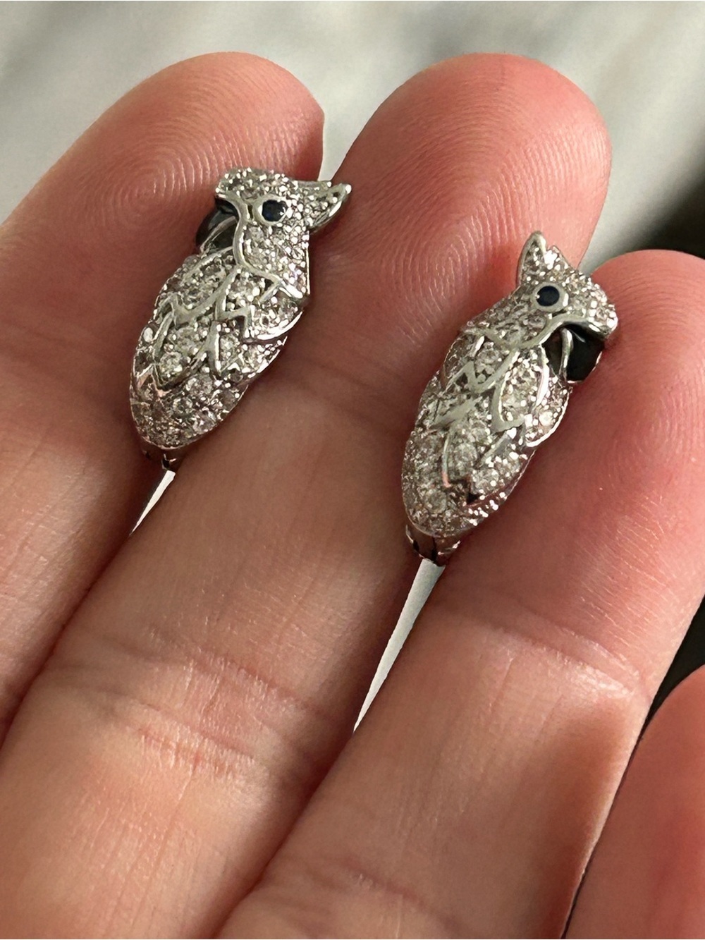 4/$100 Sterling Silver parrot bird Stud Earrings - Sparkling Rhinestones